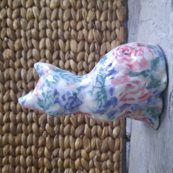 Vintage pastel chintz cottage core handmade decoupage sitting Cat Figurine - Picture 3 of 5
